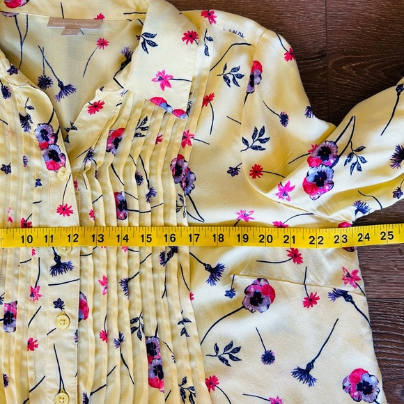 Woman Within Yellow Floral Button-Down Shirt - Picture 5 of 5